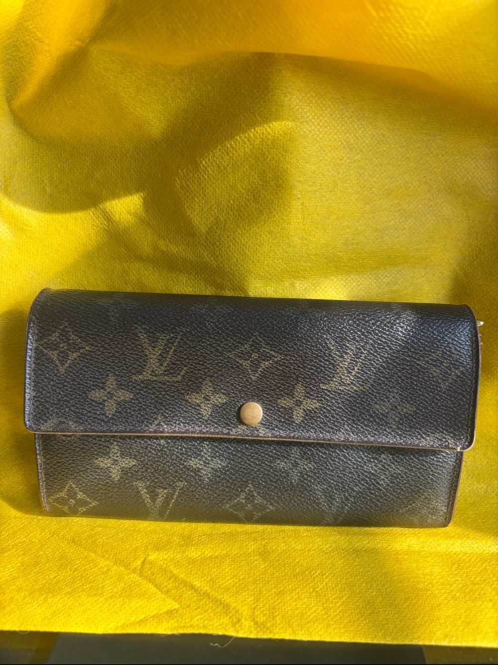 Louis Vuitton vintage Brown Monogram Continental Wallet with Gold Snap
